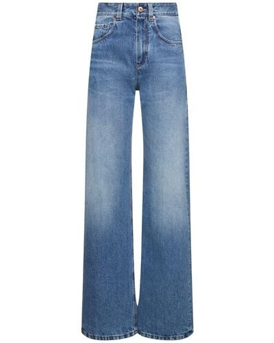 Brunello Cucinelli Mid Rise Denim Wide Jeans - Blue