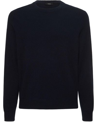 Theory Hilles Cashmere Knit Crewneck Sweater - Blue