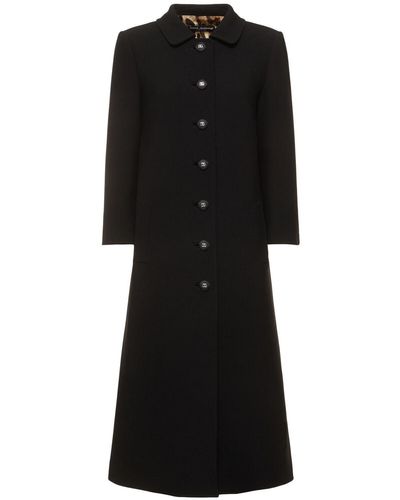 Dolce & Gabbana Wool Crepe Single Breasted Long Coat - Black