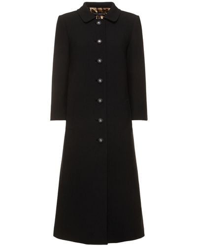 Dolce & Gabbana Manteau long en crêpe de laine à boutonnage simple - Noir