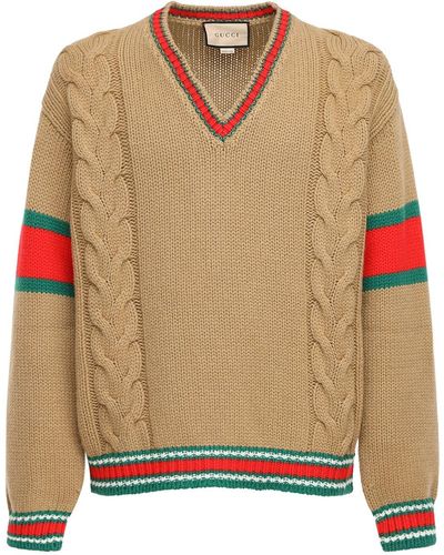 Gucci Pullover Aus Wolle Mit Zopfmuster - Natur