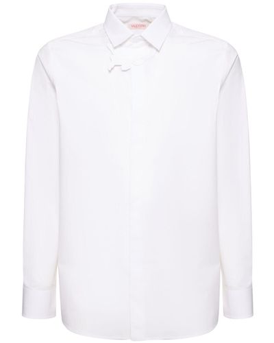 Valentino Cotton Shirt W/ Flower - White