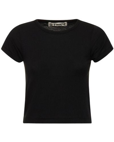 ÉTERNE Short Sleeve Stretch Cotton T-Shirt - Black