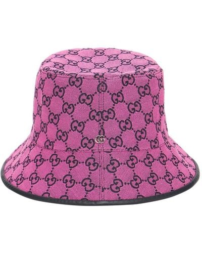 Gucci Gg Multicolour Canvas Bucket Hat - Purple