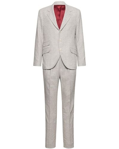 Brunello Cucinelli Tartan Wool & Silk Suit - Gray