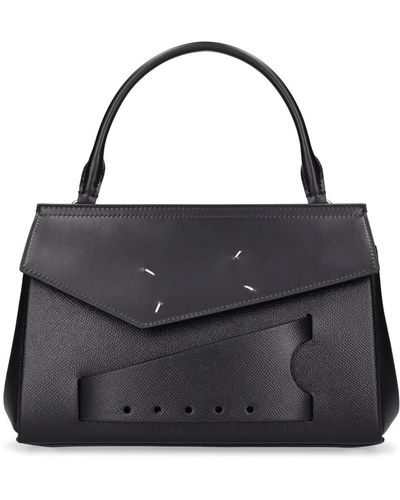 Maison Margiela Small Snatched Leather Top Handle Bag - Black