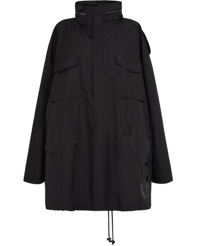 Maison Margiela Cordura Oversize Hooded Coat W/ Pockets - Black