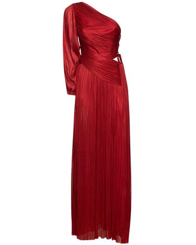 Maria Lucia Hohan Beatriz Silk Tulle One Sleeve Long Dress - Red