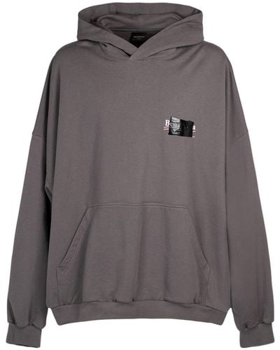 Balenciaga Cotton Sweatshirt Hoodie - Gray