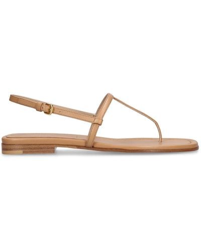 Michael Kors 10mm Ali Leather Flat Sandals - Natural