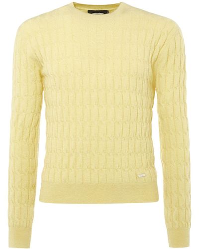 DSquared² Cable Knit Mohair Blend Jumper - Yellow