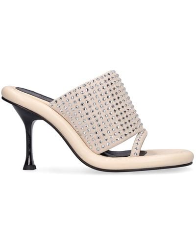 JW Anderson 90Mm Bumper Leather & Crystal Mules - White