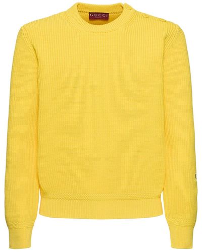 Gucci Logo Cotton Blend Crewneck Sweater - Gelb