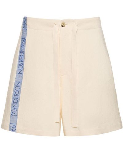 JW Anderson Wide Linen & Cotton Shorts - Natural