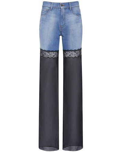 Nensi Dojaka Denim & Tulle Straight Jeans - Blue