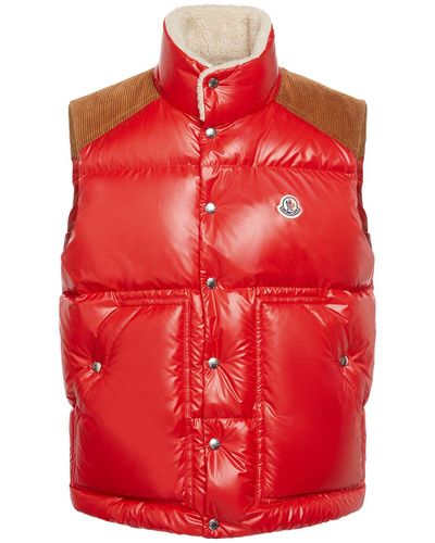 Moncler Ardeche Recycled Shiny Tech Down Vest - Red