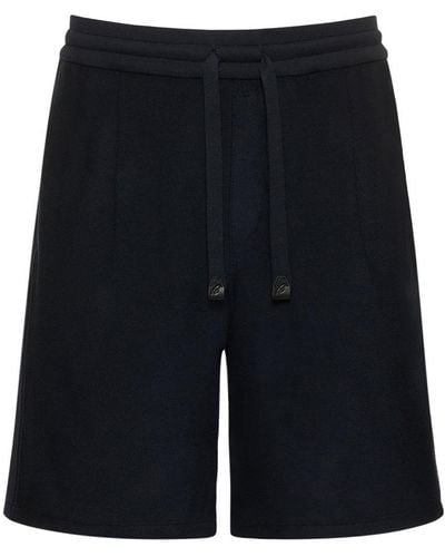 Brioni Cotton & Silk Terrycloth Shorts - Blue