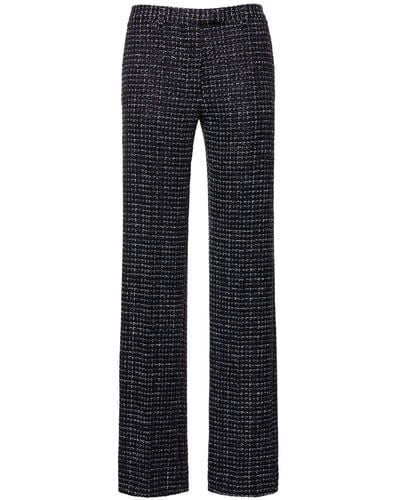 Alessandra Rich Sequined Tweed Low Waist Trousers - Blue