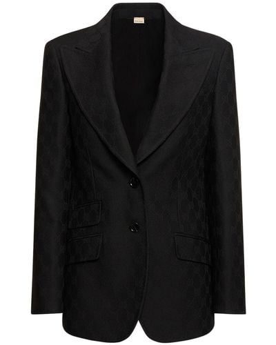 Gucci Blazer in jacquard di lana GG - Nero