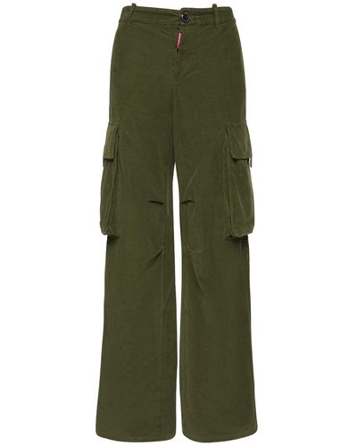 DSquared² Wide Corduroy Cargo Trousers - Green