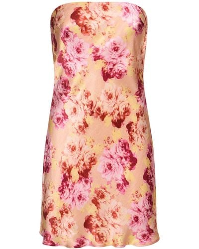 Bec & Bridge Indi Strapless Floral Viscose Mini Dress - Pink