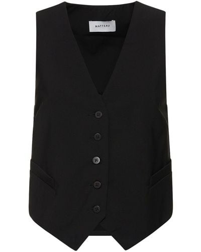 Matteau Tailored Wool Blend Waistcoat - Black