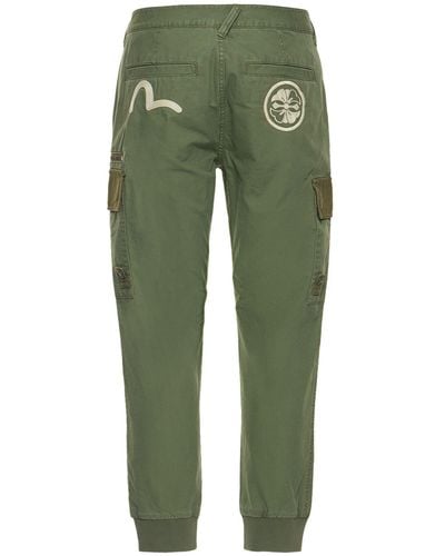 Evisu Cargo Jogger Trousers W/embellished Logo - Green