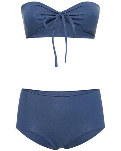 ISOLE & VULCANI Seamless Cotton Jersey Bikini - Blue