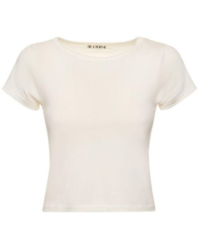 ÉTERNE Short Sleeve Stretch Cotton T-Shirt - White