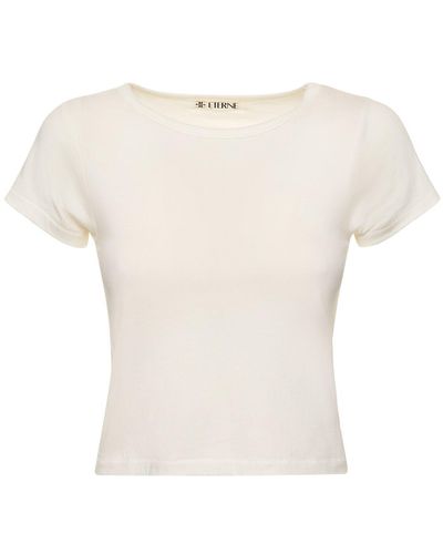 ÉTERNE T-shirt en coton stretch à manches courtes - Blanc