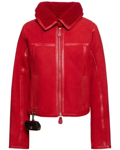 Saks Potts Cosmo Zip-Up Leather Jacket - Red