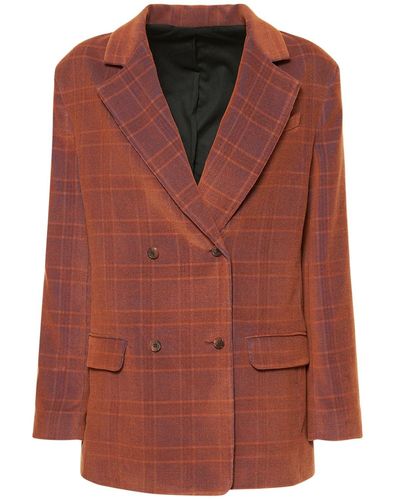 McQ Oversize Printed Cord Check Blazer - Brown