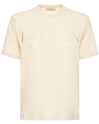Lanvin Logo Cotton Jersey T-shirt - Natural