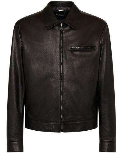 Dolce & Gabbana Veste zippée en cuir - Noir