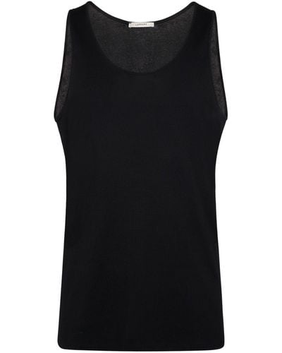 Lemaire Tank top in cotone a costine - Nero