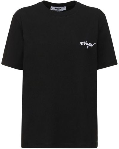 MSGM T-shirt Aus Baumwolljersey Mit Logo - Schwarz