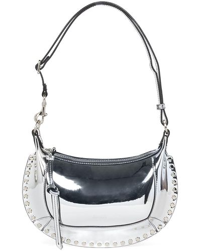 Isabel Marant Oskan Moon Mirror Effect Shoulder Bag - Gray