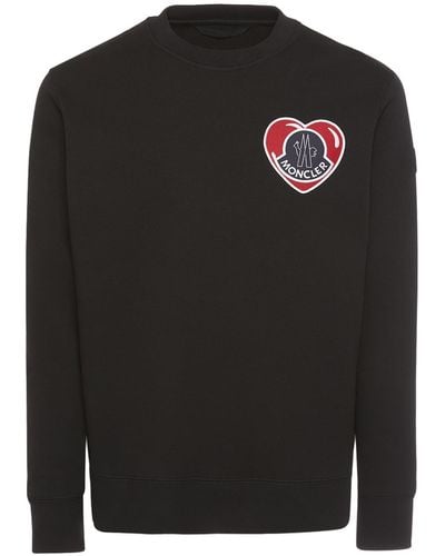 Moncler Sweatshirt Aus Baumwolle Mit Herzpatch - Schwarz