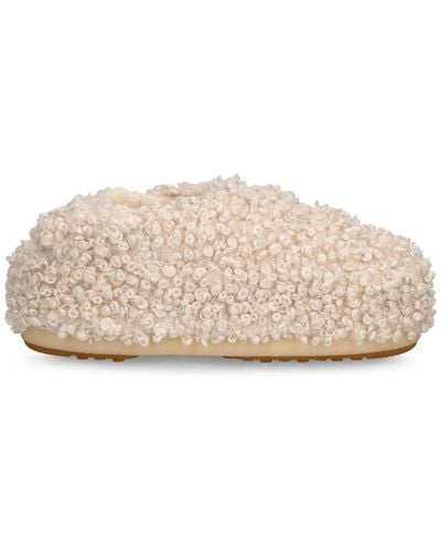 Moon Boot Curly Faux Fur Mules - Natural