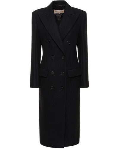 Alexandre Vauthier Double Breasted Wool Blend Long Coat - Black
