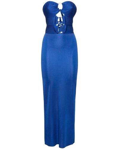 Tom Ford Keyhole Strapless Jersey Long Dress - Blue