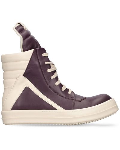 Rick Owens Geobasket Leather High Top Sneakers - Purple