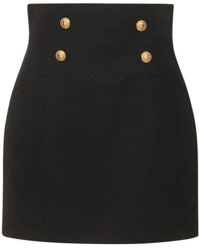 Balmain Wool Grain De Poudre Mini Skirt - Black