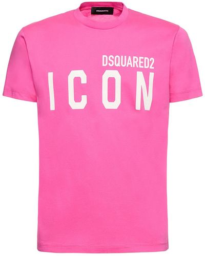 DSquared² Printed logo cotton t-shirt - Rosa