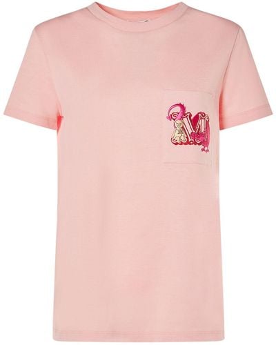 Max Mara T-shirt elmo in cotone / ricami - Rosa