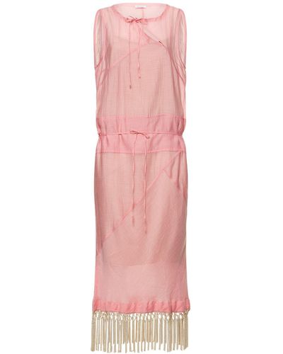Saks Potts Stanni Cotton Silk Midi Dress - Pink