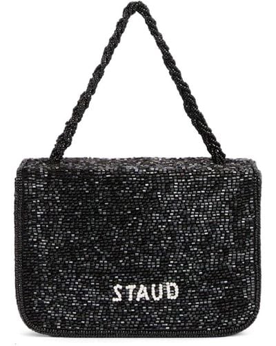 STAUD Carmen Beaded Box Top Handle Bag - Black