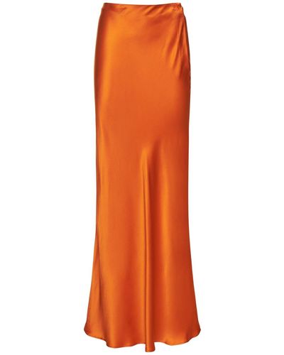 Nili Lotan Clelia Silk Satin Long Skirt - Orange