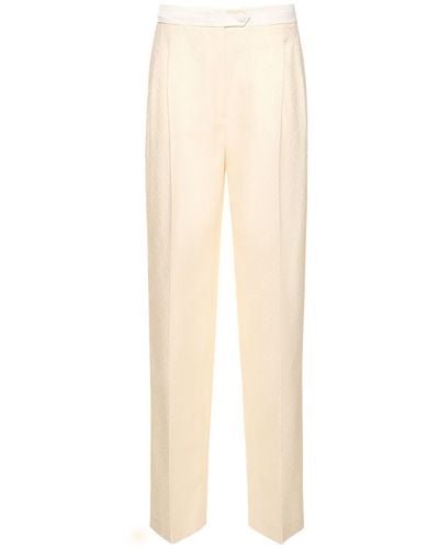 Etro Printed Jacquard High Rise Wide Trousers - Natural