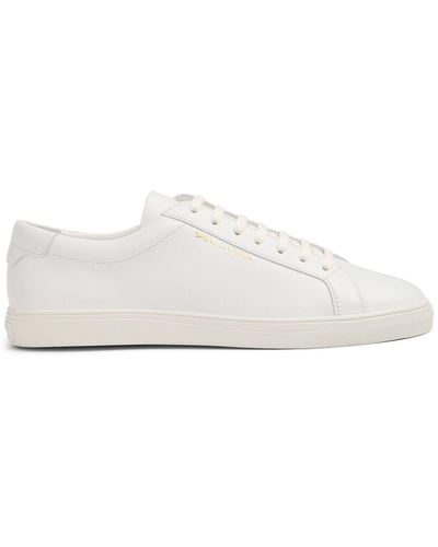 Saint Laurent Andy Leather Low-Top Sneakers - Gray